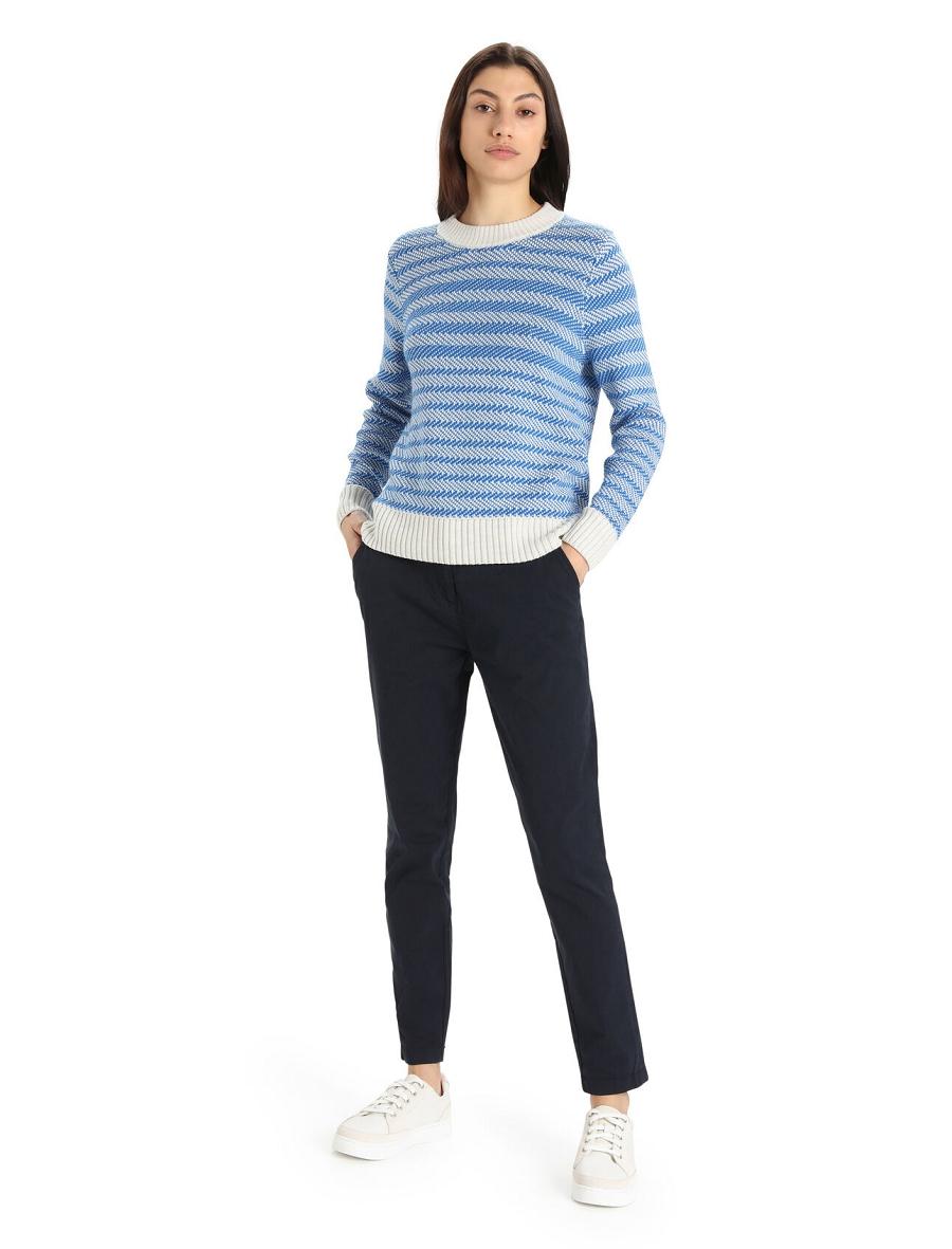 Chandails Icebreaker Merino Waypoint Crewe Femme Blanche Bleu | FR 1623TCEV